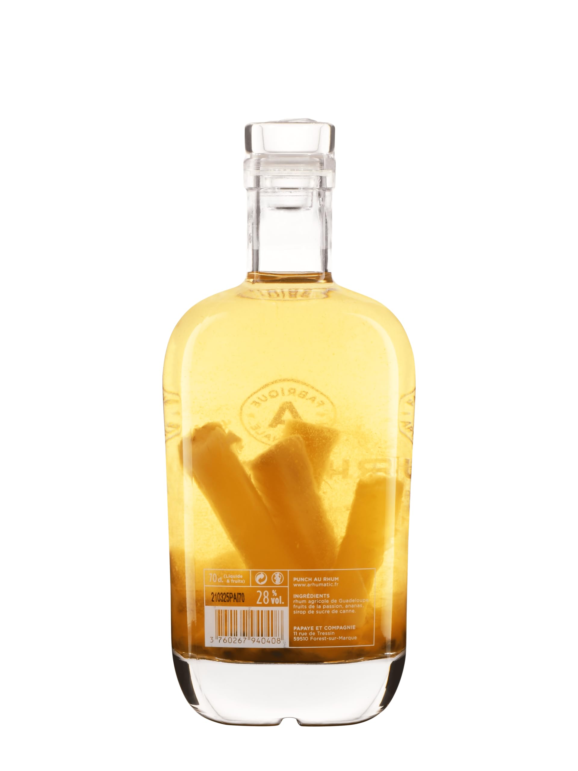 ARHUMATIC - Rum punch - Pineapple Passion - 28% Alcohol - Origin: France - Serve as a digestive or aperitif - Handmade - 70 cl - 2