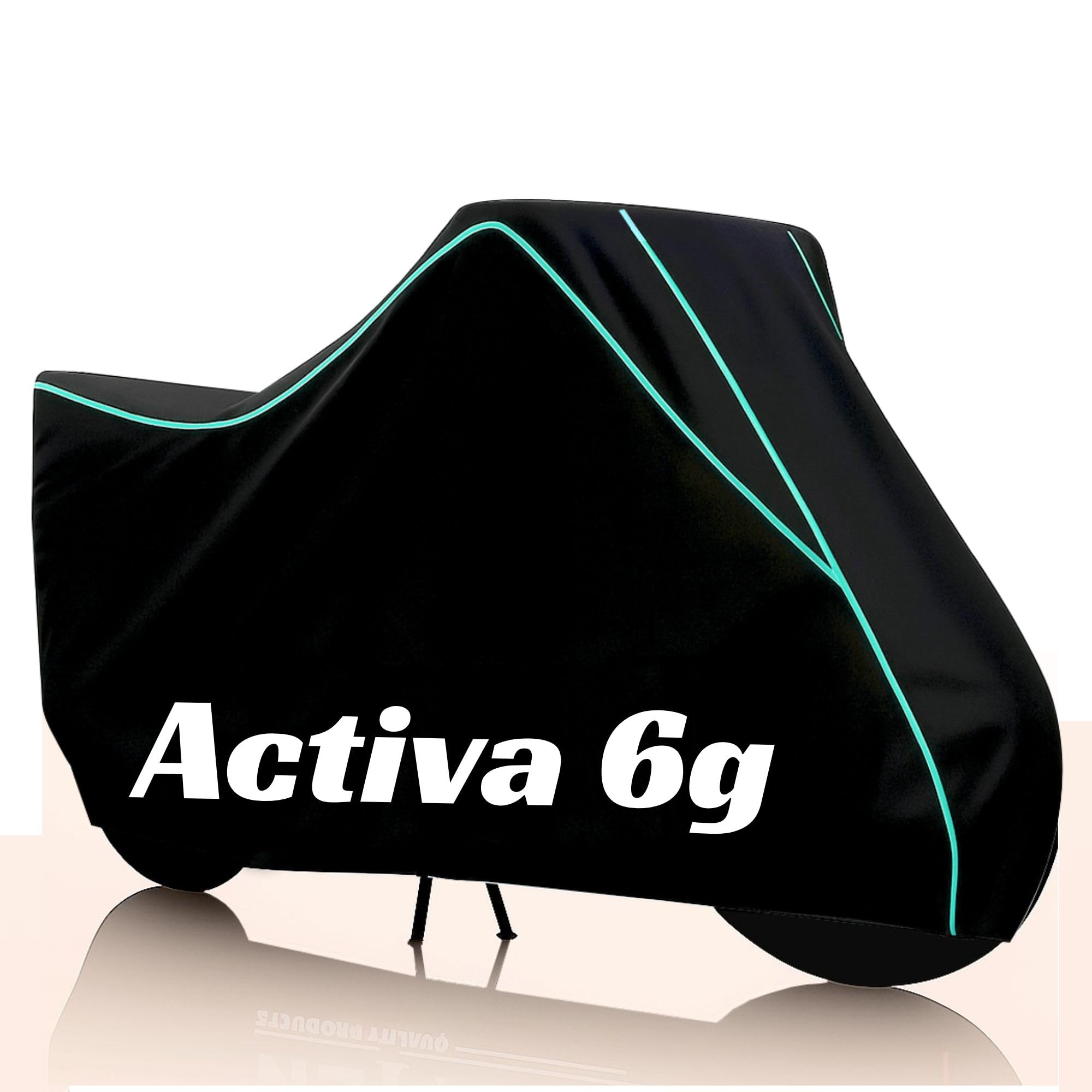 Kayme Activa 6G Water Resistance Bike Cover Heavy Duty Premium Taffeta Motorcycle Cover | UV Protection, Dustproof, All Weather, Scratchproof, Two Wheeler Body Cover with Elastic Bottom (Black Aqua)