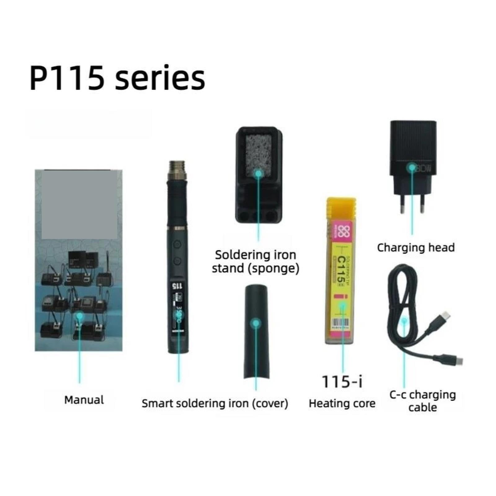 Stazione di Saldatura, Kit di strumenti riparazione per saldatura precisione a temperatura costante per saldatore elettrico portatile intelligente(P115)