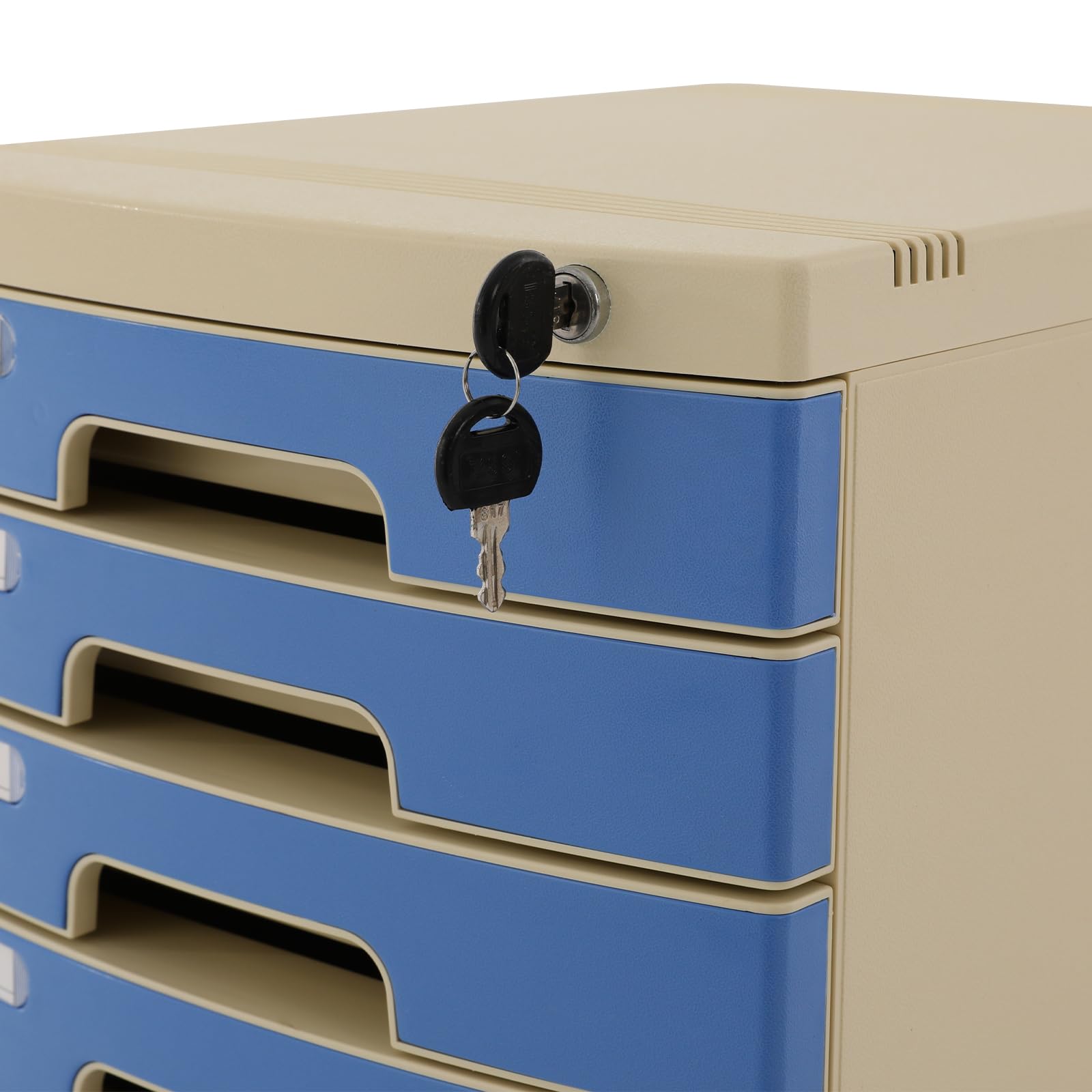 Organizzatore per cassetti da scrivania, in plastica, 6 ripiani, con serratura, per ufficio e casa, per documenti A4, 15,4 x 11,5 x 16,6 pollici (blu)