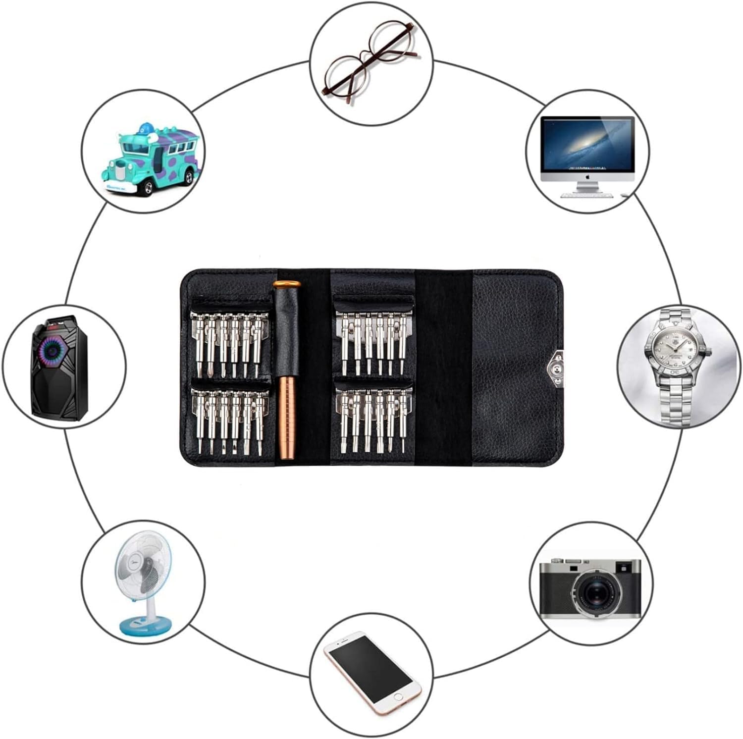 Zaptec 25 in 1 Precision Small Magnetic Screwdriver Set Multi Pocket Repair Tool Kit for Mobile, Laptop, Electronics, iPad, Mackbook, Watch 1