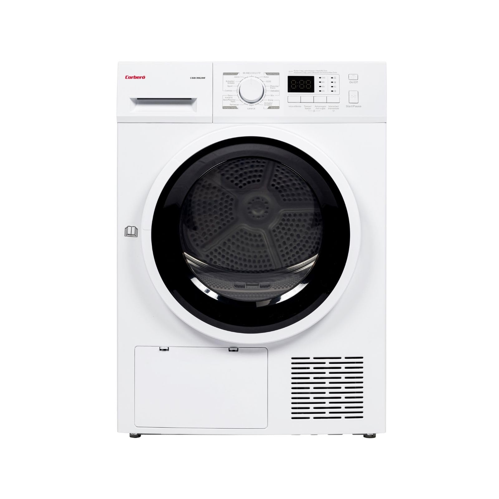 Corberó – Secadora Bomba de Calor | CSBCM820W | 8 Kg | 15 Programas | Display LED | Inicio Diferido | Función Antiarrugas | Pausa-Carga | 65 dB | Color Blanco