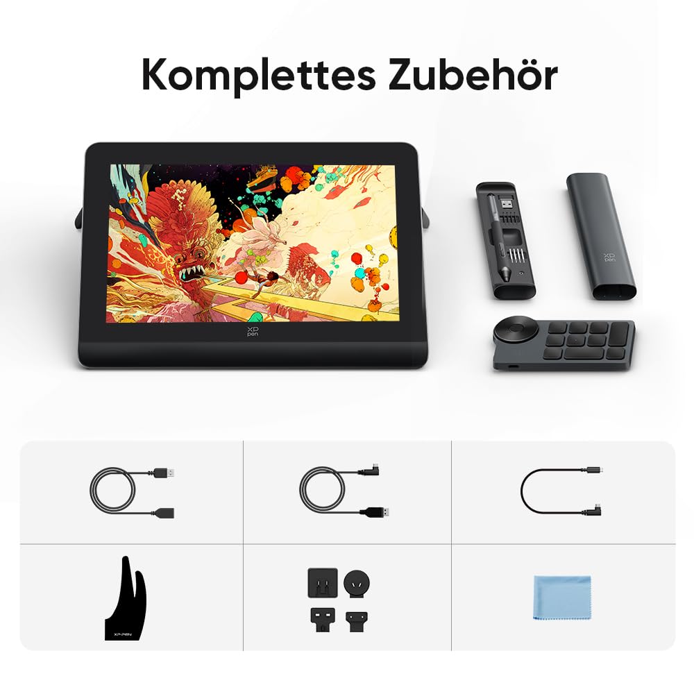 XPPen Artist Pro 14 (Gen 2) Grafiktablett mit Display 14 Zoll, Volllaminiertes Bildschirm, Zeichentablett mit 16K batterieloser Stift für Malen, Design, Bearbeitung
