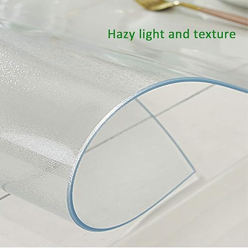 Miniatura 2 de Protector de mantel mate transparente en ángulo recto ovalado, de 0.079 in, con ribete biselado de PVC, resistente al agua, al aceite, para vidrio,