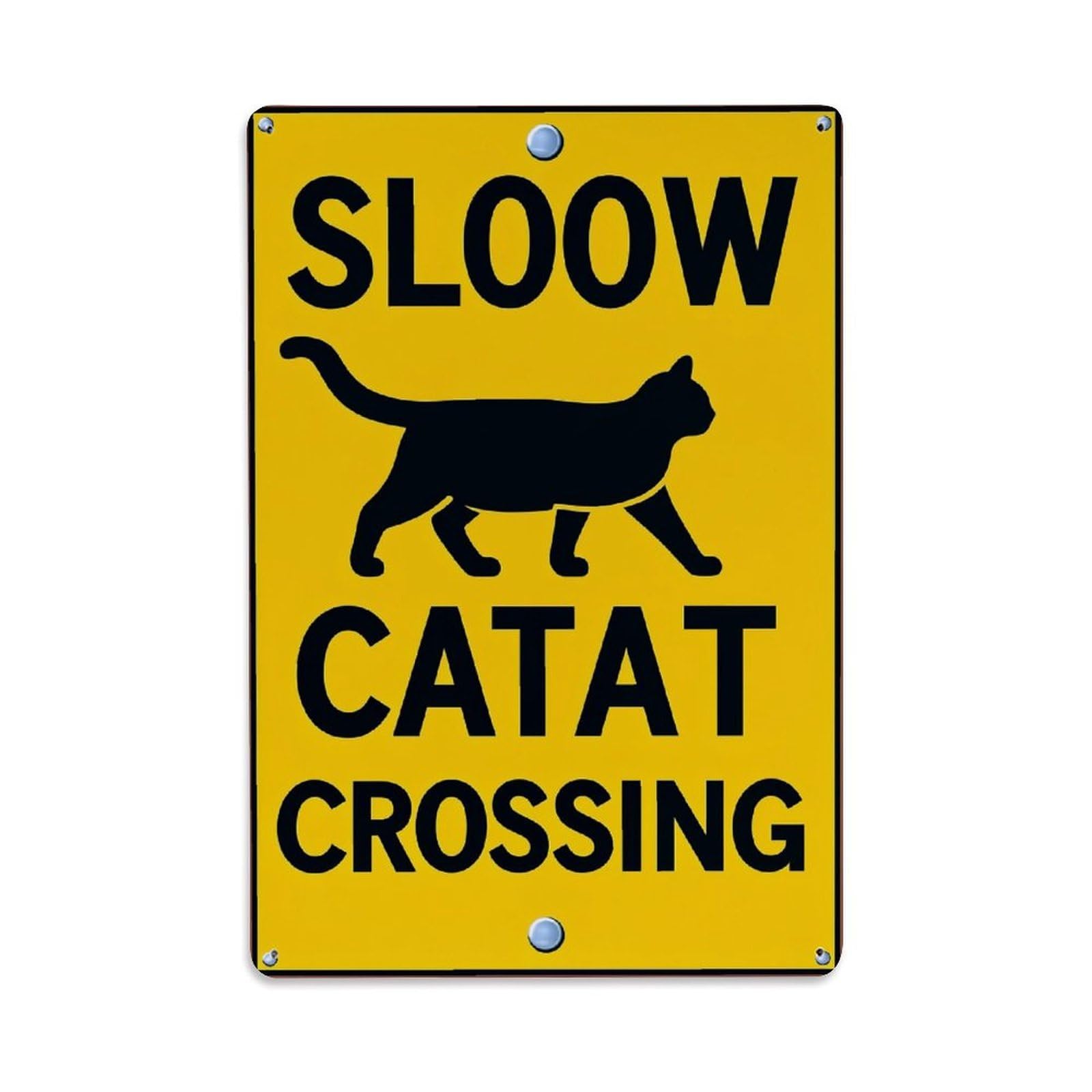 Jdfenggu Vintage Slow Catat Crossing Sign Pattern Retro Metal Tin Sign, Decor Art Poster For Bar, Home, Man Cave, Kitchen, Laundry Room Gift 8X12inch