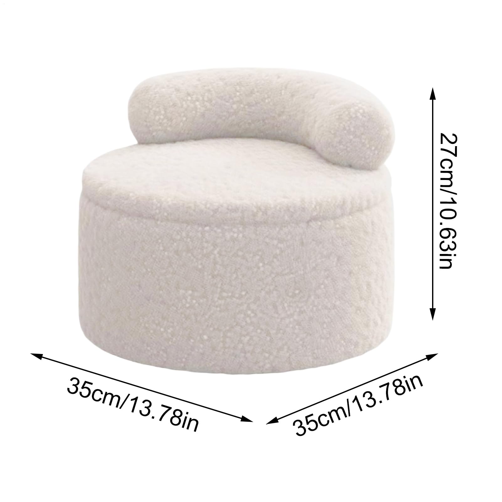Pouf Per Poggiapiedi Ottomana Panca Rotonda in Peluche con Contenitore
