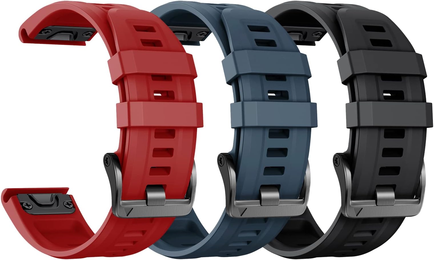 ANCOOLCompatible with Fenix 7X Bands 3-Pack, 26mm Easy-fit Silicone Watch Strap Wristbands Replacement for Garmin Fenix 6X/Fenix 5X/Fenix 5X Plus/Fenix 7X Pro