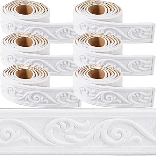 CRASPIRE Peel and Stick Crown Molding Foam Trim - 532in x 2in White 3D Flexible Self-Adhesive Wallpaper Border for Walls, Doors & DIY Decor