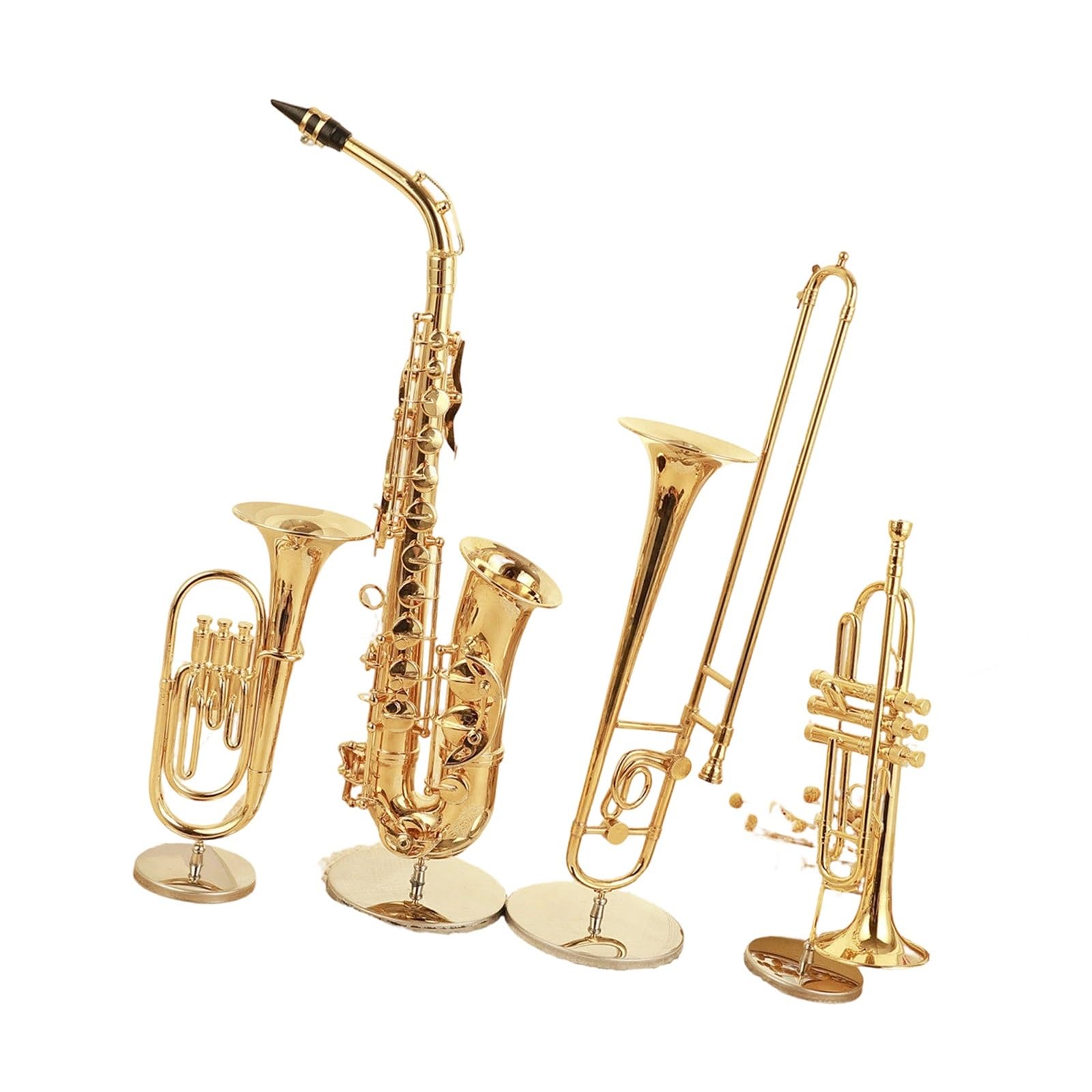 ZXFJYUIP Trombone Trumpet And Saxophone Instrument Models Miniature Tube Decorations Bronze Plated(9)