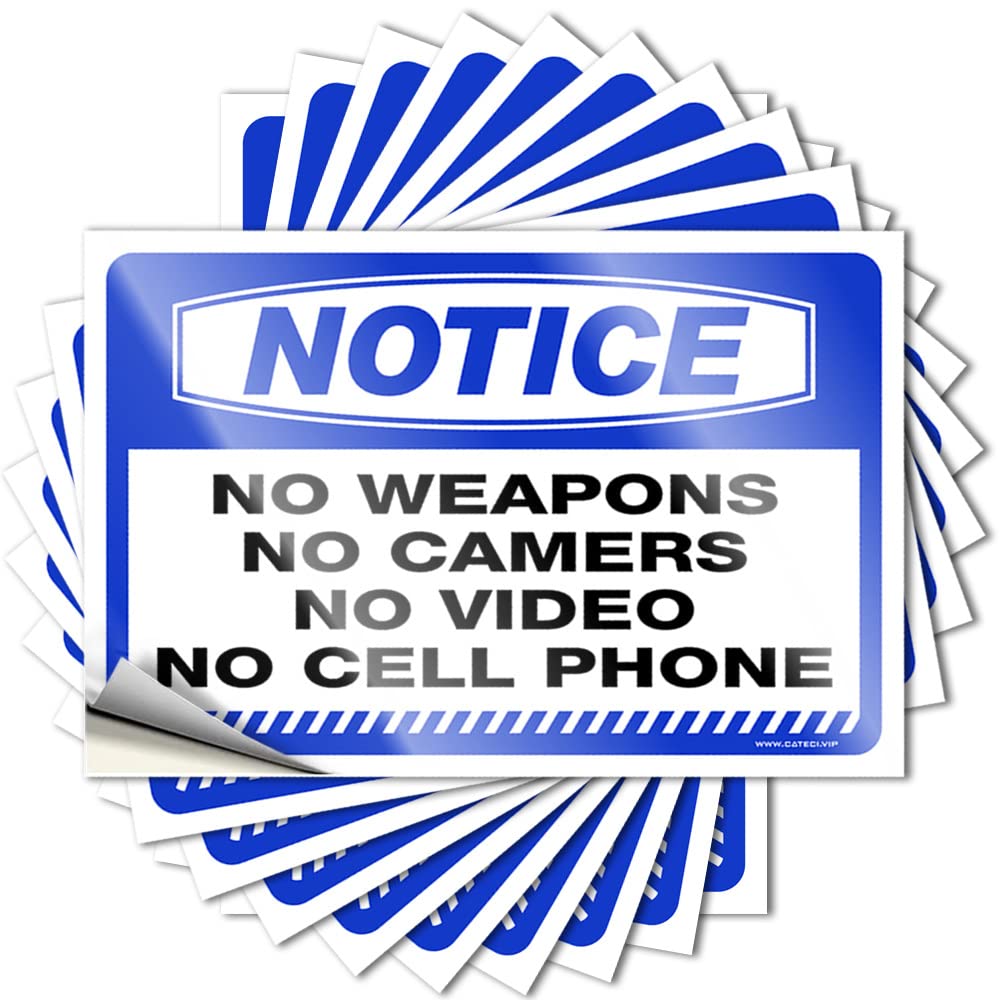 Decal & Notice No Weapons Camers Video Cell Phone Holographic Vinyl Stick-on for Funny Wall - and Humorous Game Sign(8X12CM-5Pcs)