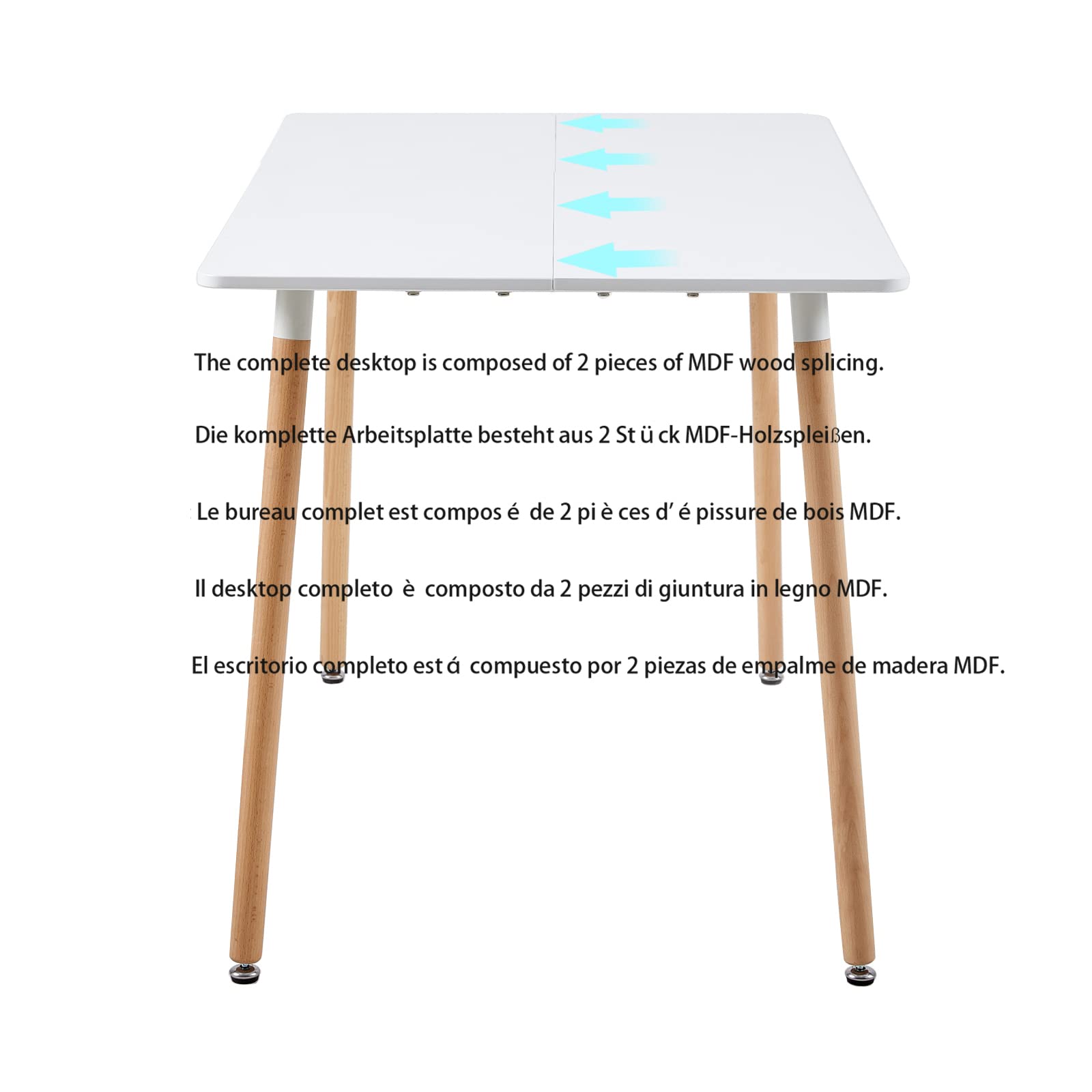 H.J WeDoo Table de Salle à Manger avec 4 Chaises Blanc