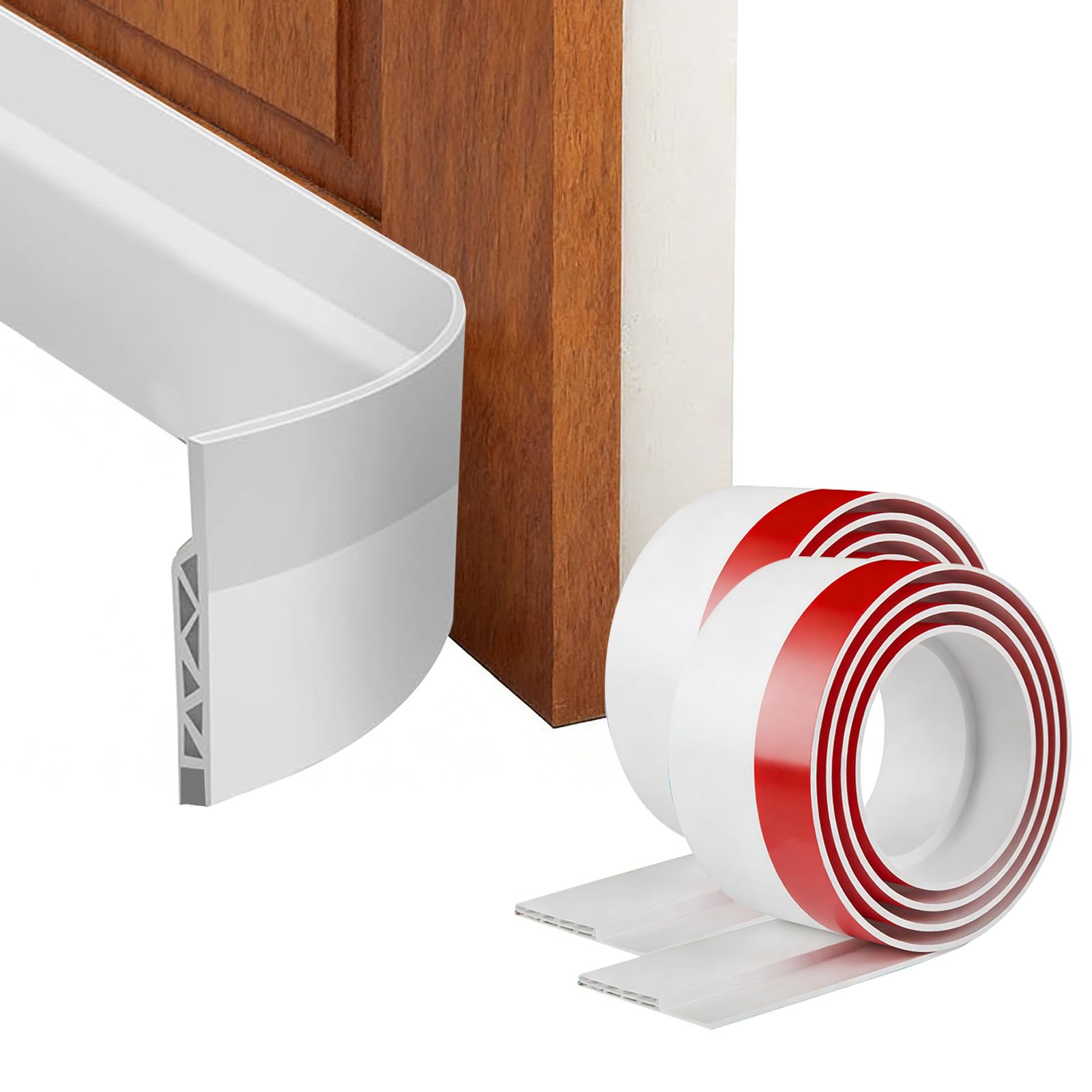 39"/1M Draft Excluder for Doors Door Seal Self-Adhesive Window Seal Strip Sealing Tape for Gaps of House, Glass Shower, Window and Door, Weatherproof Soundproof Insect Proof, White 39" L x 2" W