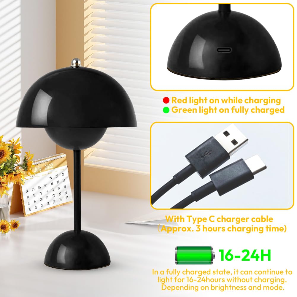 RWWR LED Tischlampe Kabellos Dimmbar 3 Farben USB A Produktbild-Vorschau 5