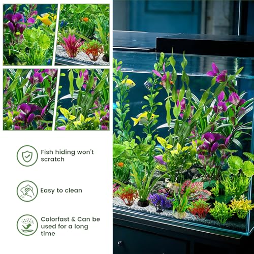 Promising Aquarium Decor Plastic Plants, Fish Tank Accessories, Artificial Aquarium Plants Kit, 22 Pieces - Image 6