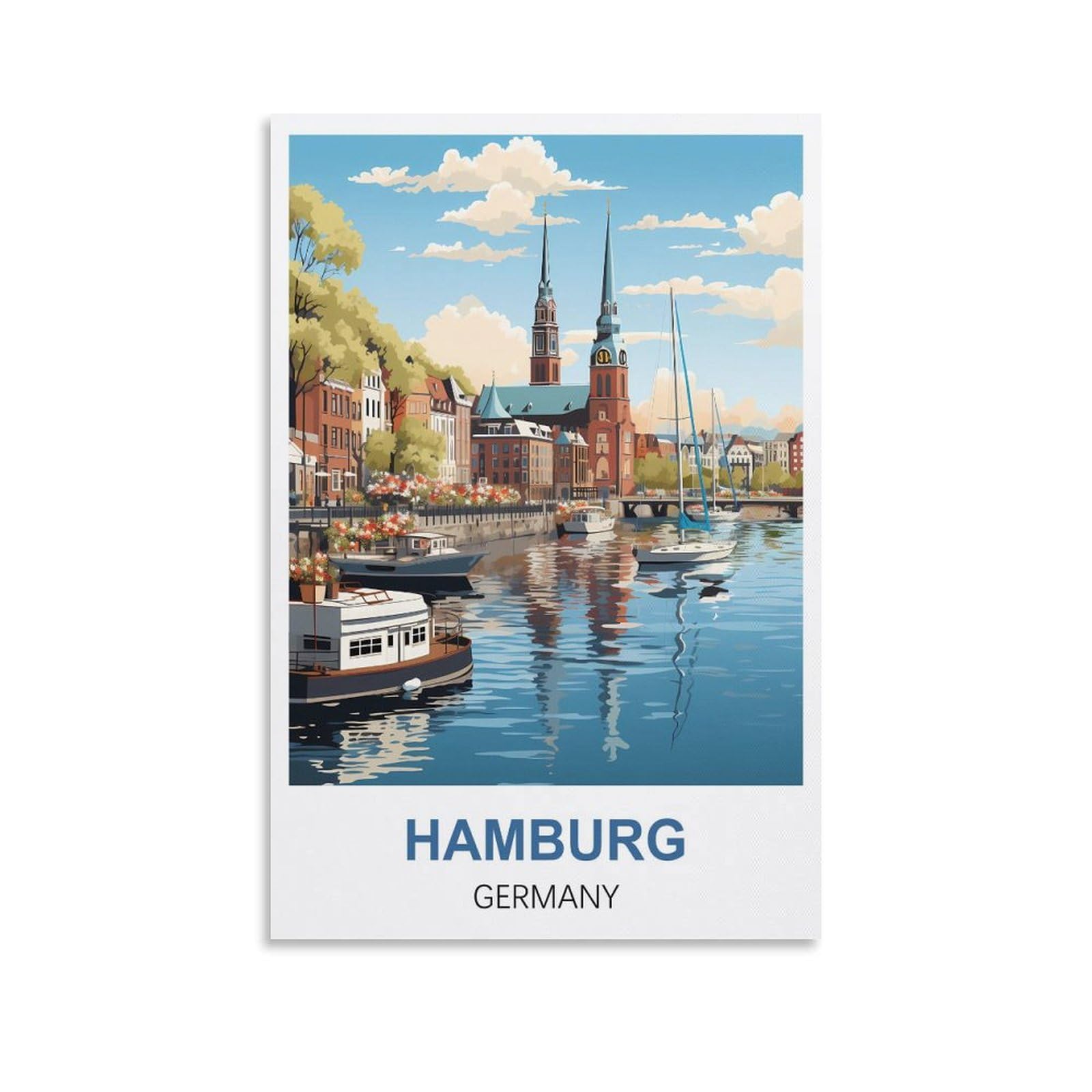 Mttjfdpo Unframe-Style Hamburg Germany Vintage Travel Poster 12X18inch(30X45cm) Canvas Art Print Wall Art Decor Picture