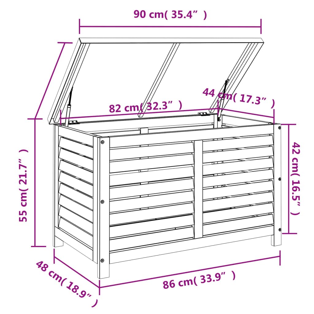 Contenitore da Giardino 90x48x55 cm Baule Esterno Legno Massello Acacia