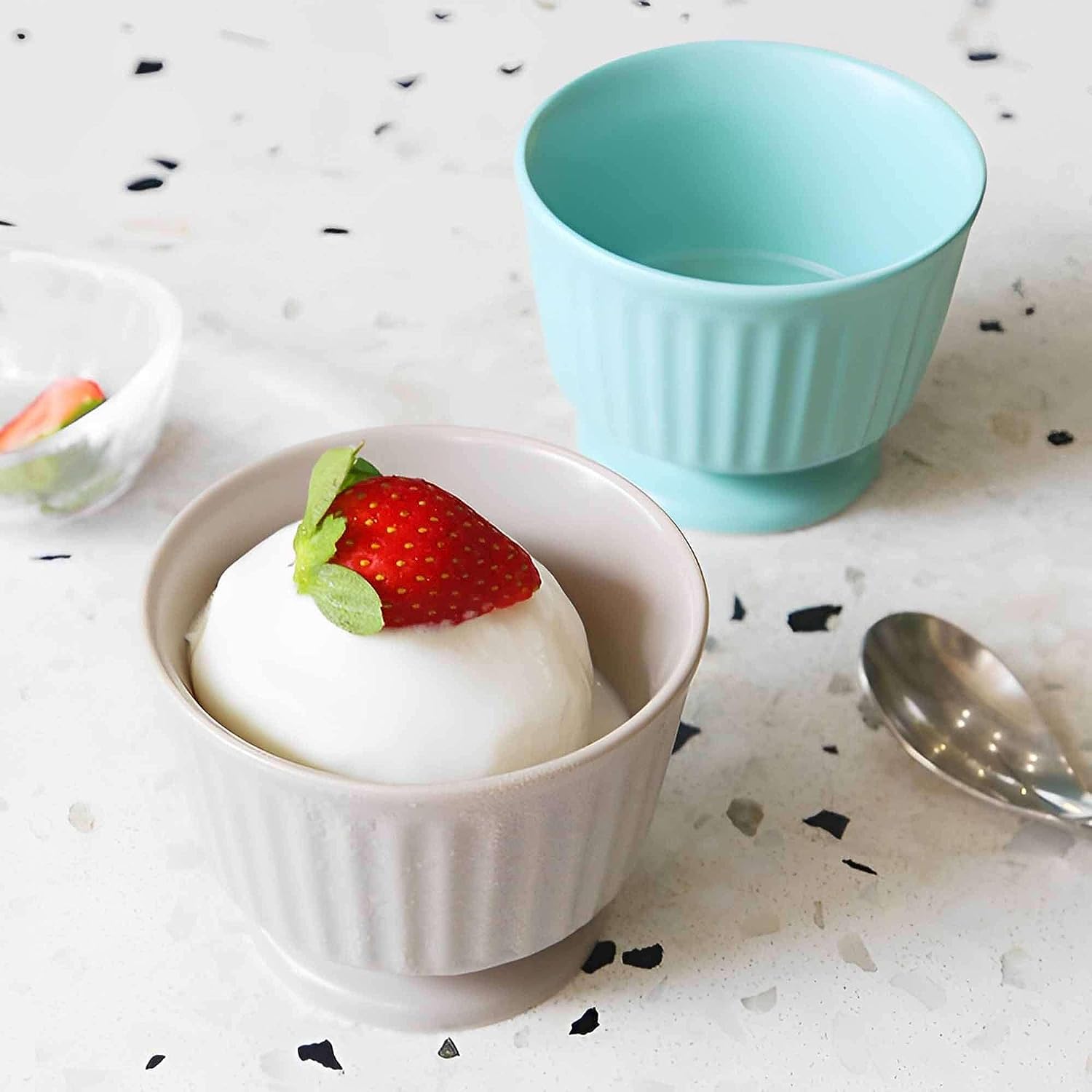 Platos de tapas, tazones de postre, Juego de ramequines, 120 ml, Ramekins de Creme Brulee, Plato de soufflé Platos a prueba de horno, Ramekins de soufflé, Ramekins for freidora de aire-azul-Juego de 4