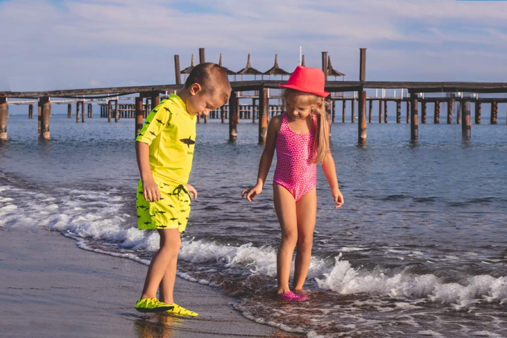 Slipstop Dziecięce buty plażowe, antypoślizgowe, baletowe, buty do pływania, na urlop, do jogi, basenu, akwarium, dla dziewcząt i chłopców, zielone/kolorowe, różne rozmiary