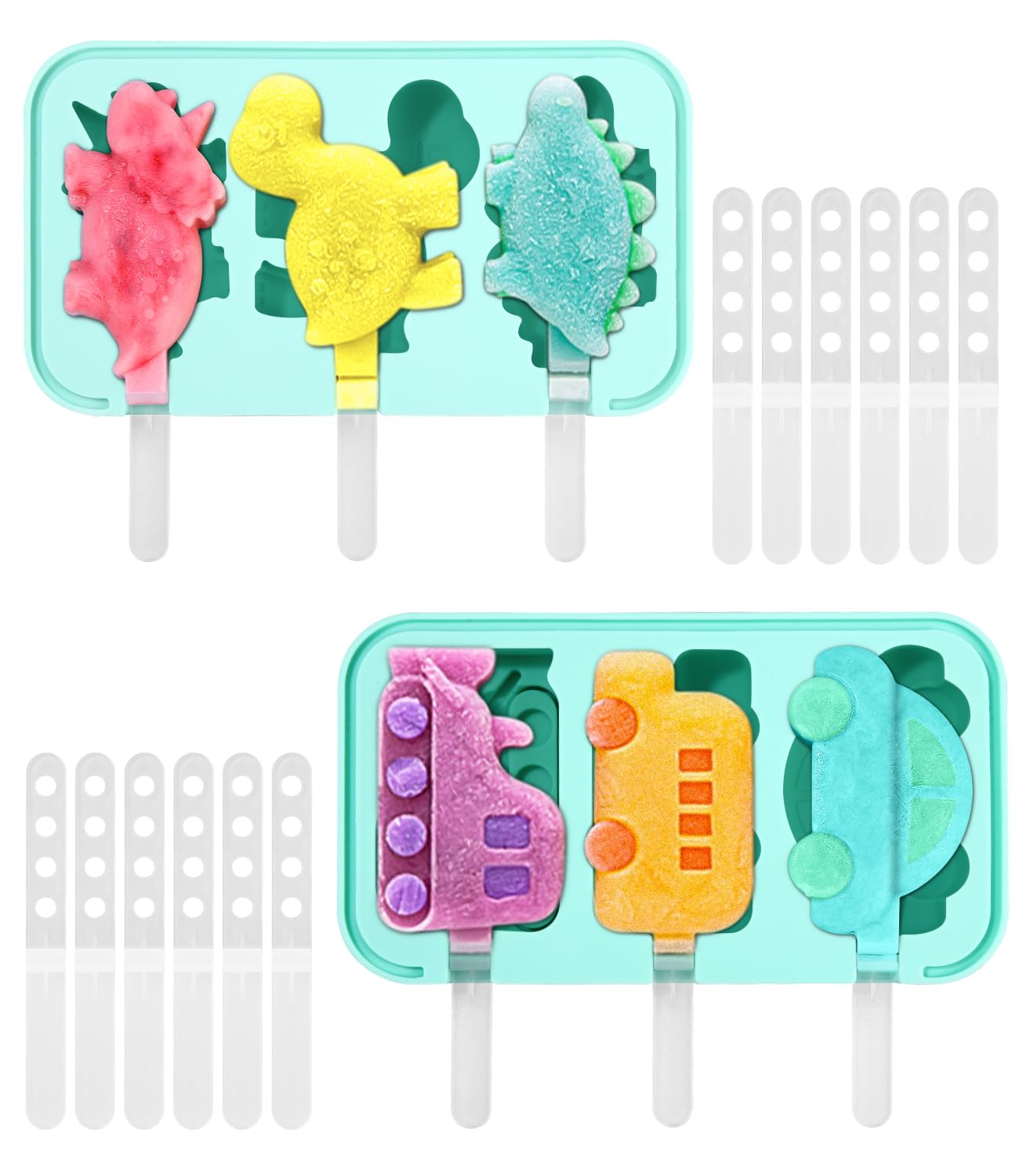 Moule à Glace Silicone - 2 Moules à Popsicles Avec Bâtons Et Sacs - Sans BPA - Pour Glaces Maison Et Famille