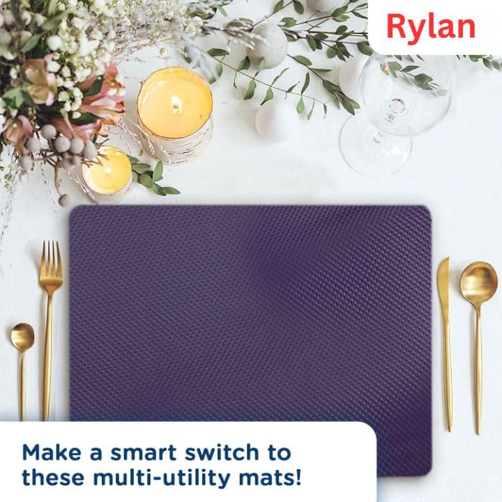Image of Rylan (45 cm x 5 m) Multipurpose Anti-Slip Mat, Sheet for Fridge, Kitchens, Cupboard, Drawers, Shelf Liner | Super Strong EVA, Water Resistant (Diamond Texture, Purple)