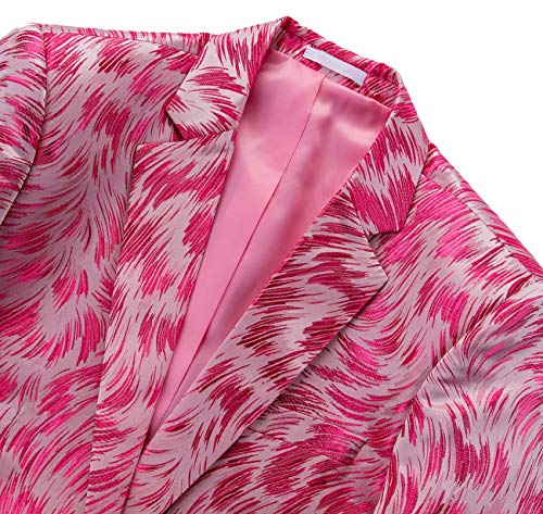 UNINUKOO Mens Casual Floral Blazer Dress Slim Fit Prom Party Paisley Suit Jacket for Men US Size 44 Pink4