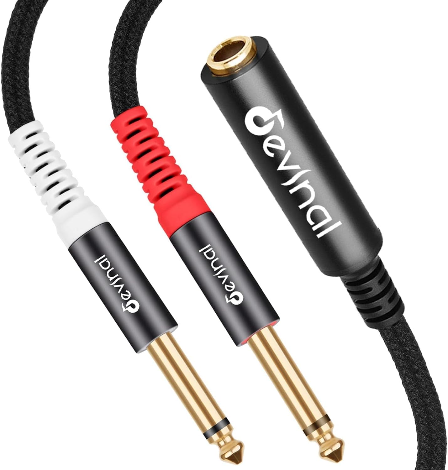 6.35mm TRS to Dual 1/4" TS Y Splitter Cable, 1/4" Female stereo to Dual 6.35mm TS Male Adapter, 6.35mm Female to 2 1/4 inch Mono Breakout Cable - 1 ft