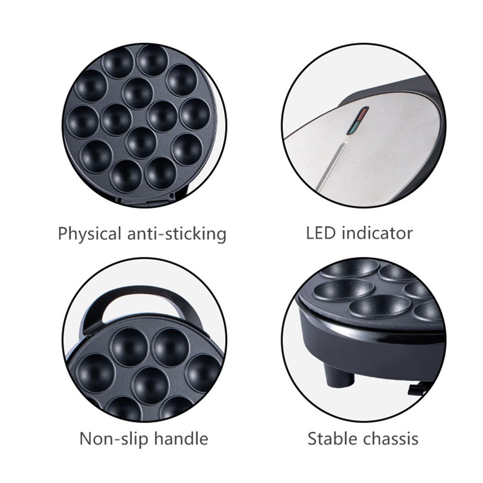 Zerodis Maker de Takoyaki électrique, 750W Aluminium 14 Trous Japonais Octopus Ball Maker Pan Takoyaki Making Machine Machine Electric Breakfast Machine pour le Petit Déjeuner à la