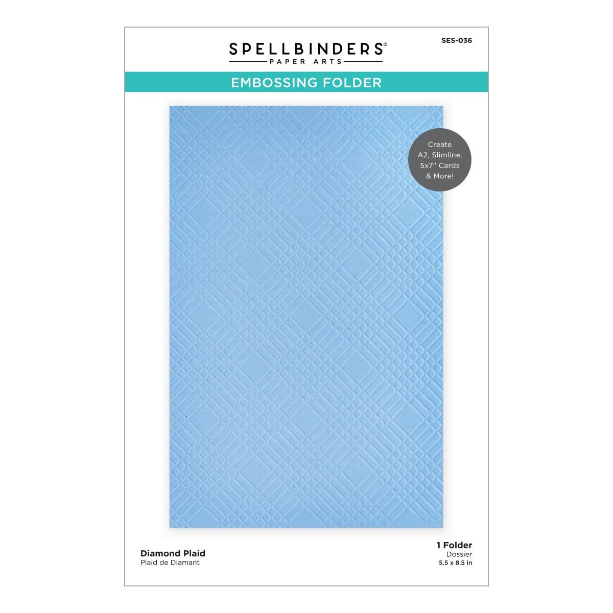 SPELLBINDERS PAPERCRAFTS, INC Spellbinders Embossing Folder-Celebrate You Diamond Plaid, Semi-Opaque White