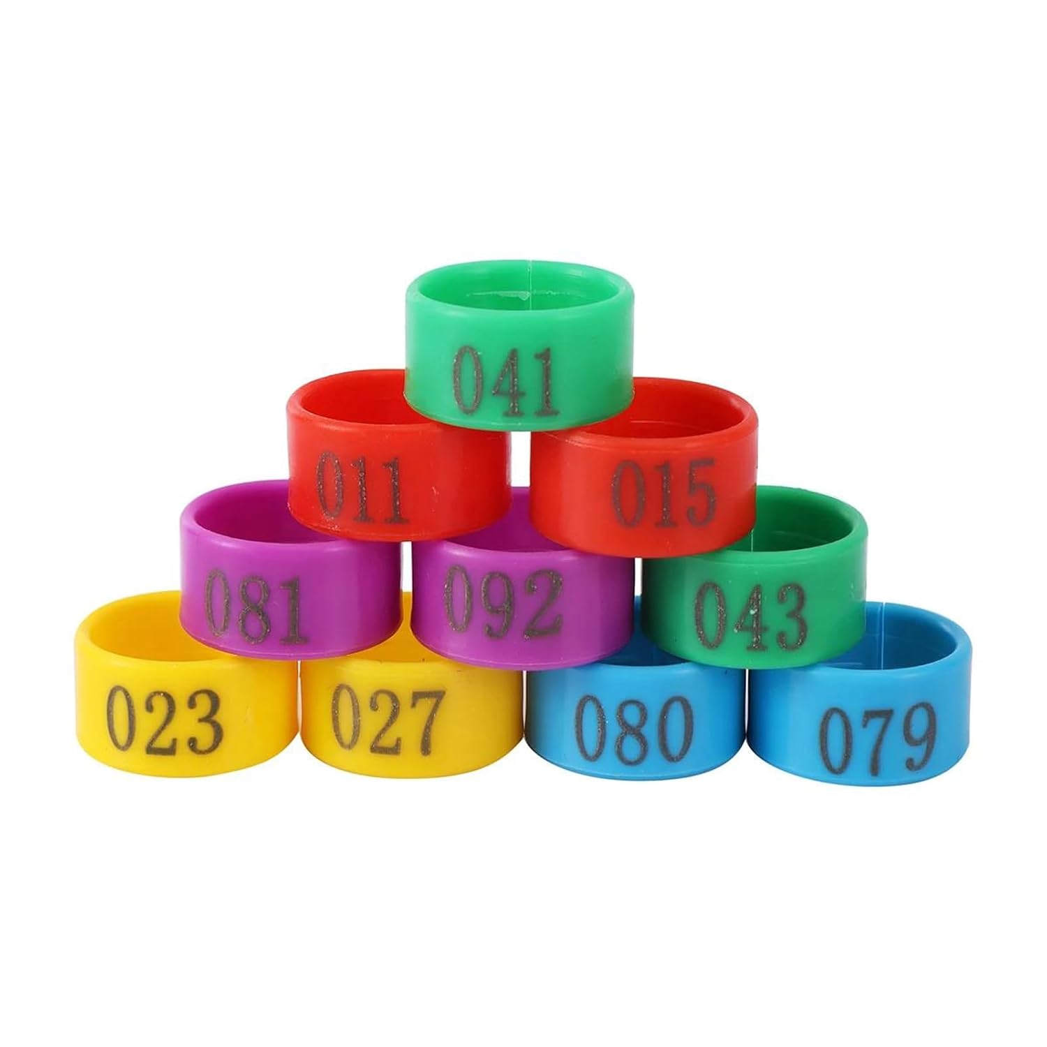 Foot Tag Clips Bird Ring Leg Bands, Poultry Identification Leg Rings Pack of 100 Multicolor 1.6-2.0cm ID Numbers 001-100(ID 1.6cm)