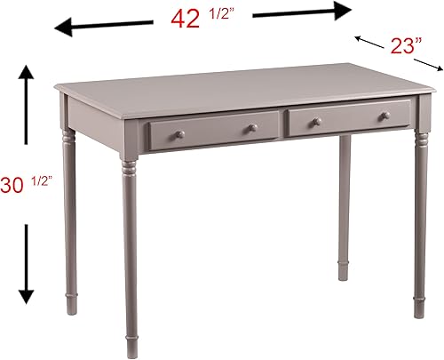 Miniatura 3 de SEI Furniture Janice - Escritorio de perfil delgado con 2 cajones, color gris