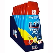 Finish Powergel Gel Detersivo per Lavastoviglie Liquido, Multiazione, Poteri Sgrassanti, Limone, Multicolore, 7 Unità, Confezione da 1