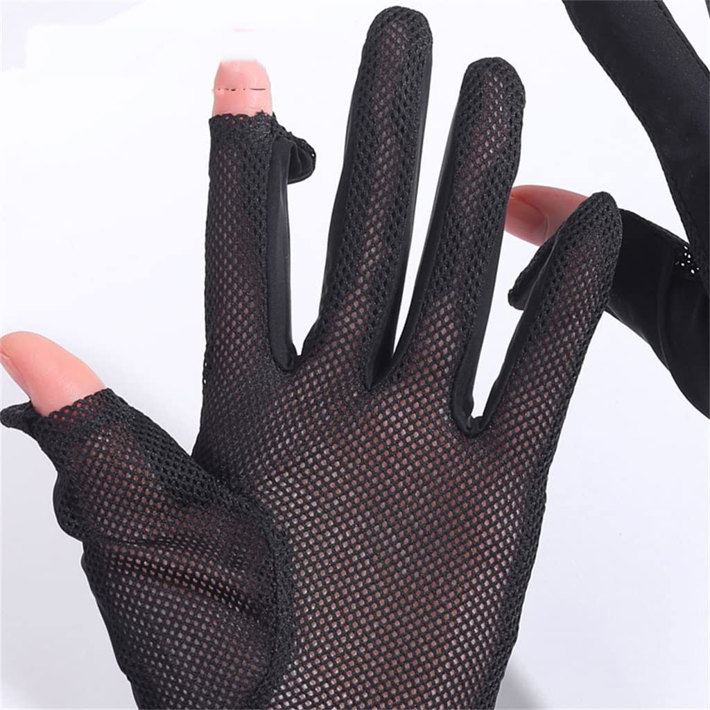Ice Silk Gloves Thin Cool Feeling Flip Cover Fingerless Mesh Breathable Ice Cool Sports Touch Screen