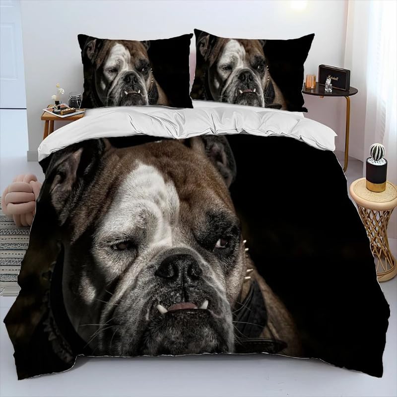 Funda nórdica 155x220 pitbull negro microfibra para cama individual de 90
