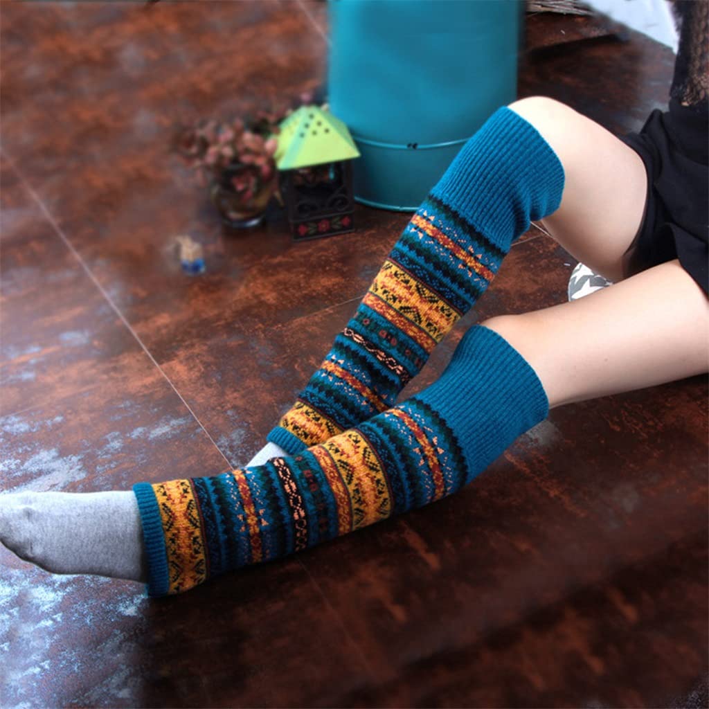 ACiyD Moda Mujer Invierno Cálido Calentadores de Pierna Larga Bota hasta la Rodilla Calcetines de Ganchillo de Punto Calcetines Largos de Bota (Color : B, Size : One Size) (A One Size)