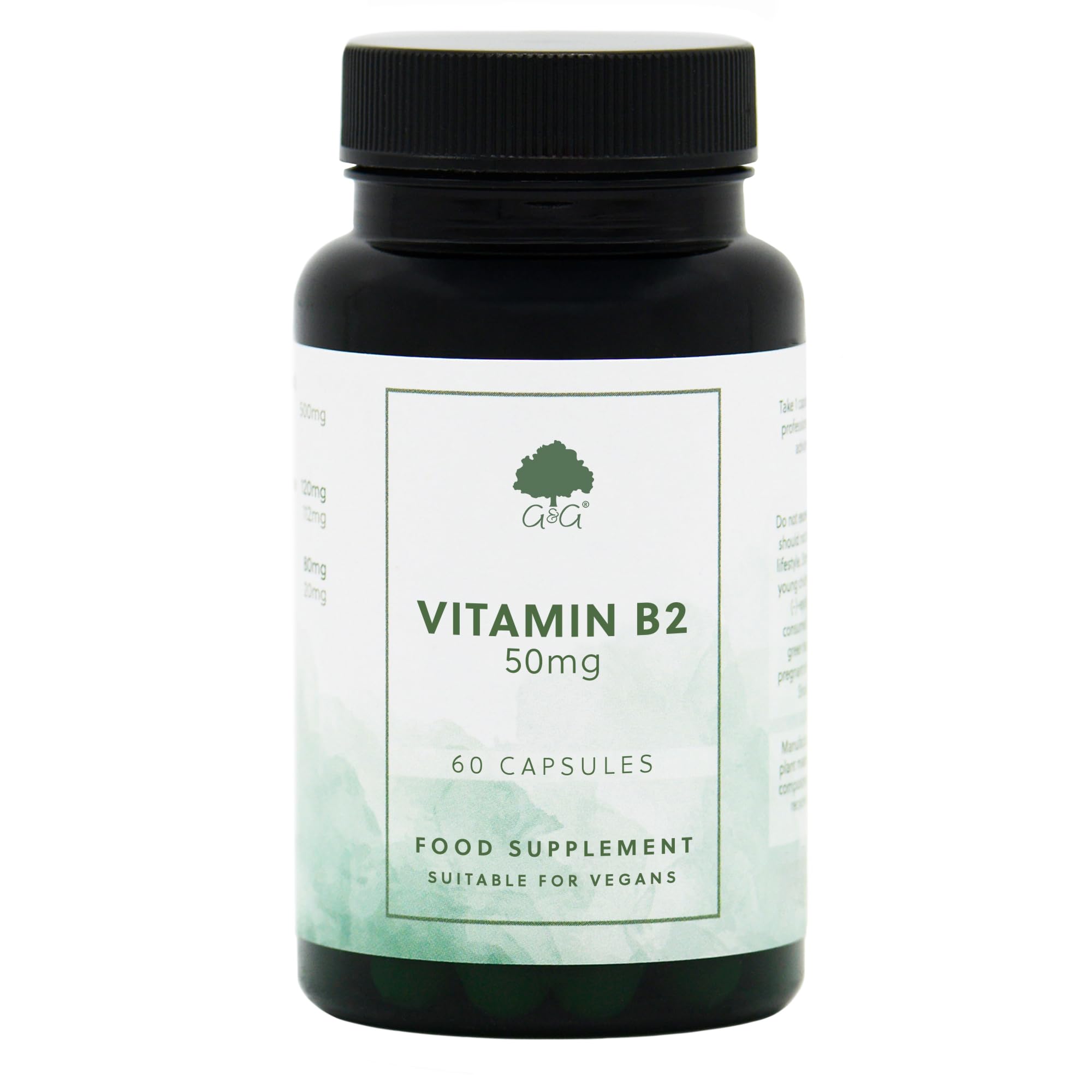 Vitamin B2 Riboflavin Capsules 50mg - 120 Vegan Capsules - G&G Vitamins