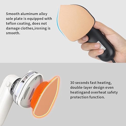 Miniatura 6 de Mini plancha portátil de viaje con suela antiadherente, vaporizador, color negro