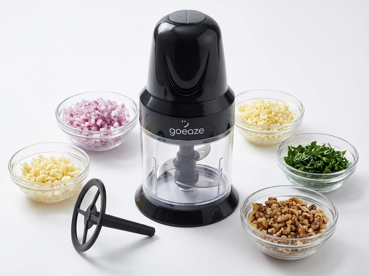 Electric Mini Food Processors & Choppers, 400W Powerful DC Motor, Silent Operation, Precision Blades, Spacious Container, Easy Cleaning (Black)-image-29