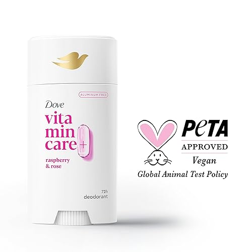 Miniatura 9 de Dove VitaminCare+ Desodorante en barra libre de aluminio frambuesa y rosa para protección de olores 72H Desodorante transpirable para mujeres 2.6