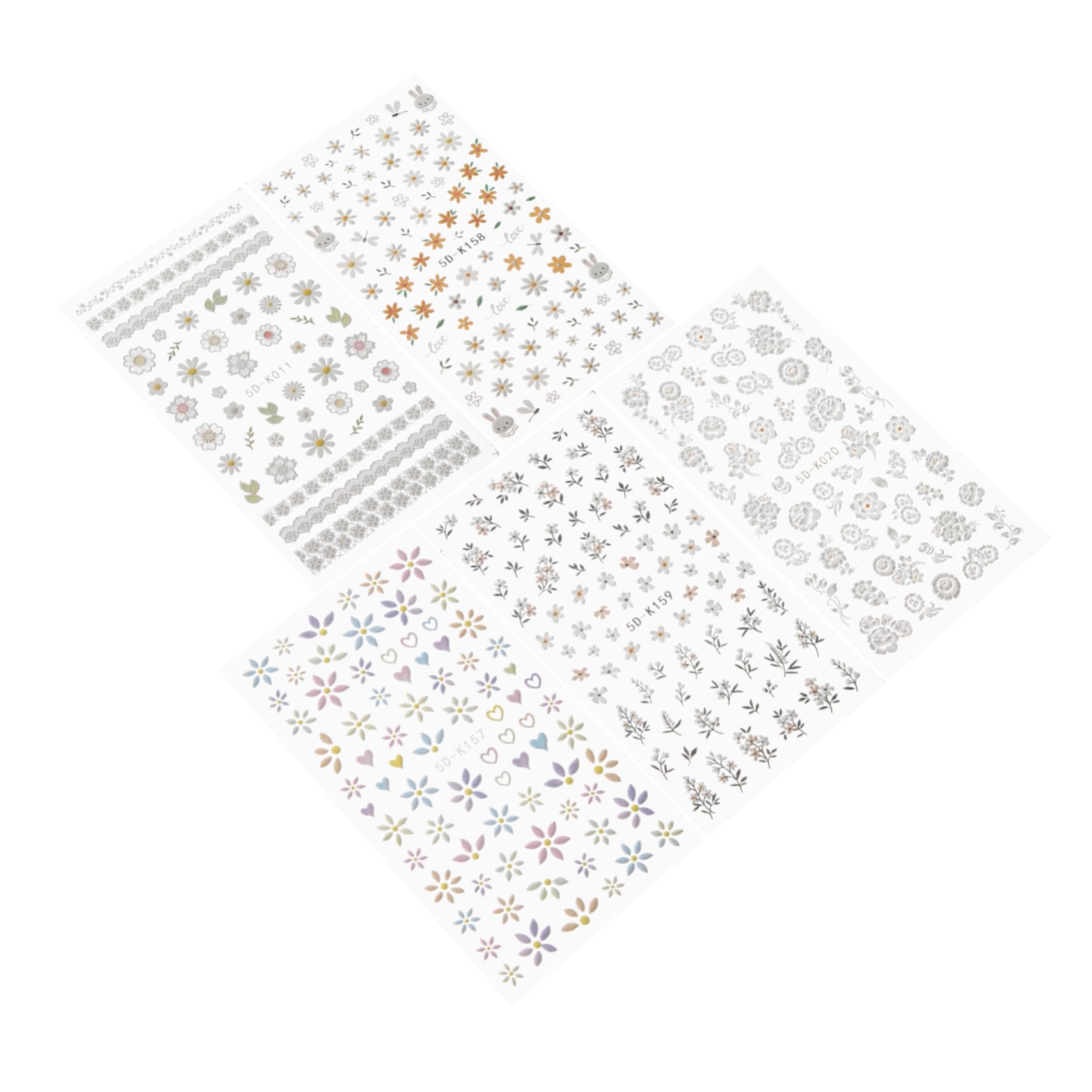 minkissy 15 Feuilles autocollants à ongles fleur decoration ongle décoration ongles décalcomanies décoratives pour les ongles décorations d'ongles pour nail art floral Décorer manucure 5j