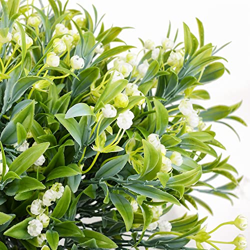 Handic Artificial Flowers For Outdoor 8Pcs Plastic Flower Plants Fake Flowers Uv Resistant Faux Flowers (White) #TOP2