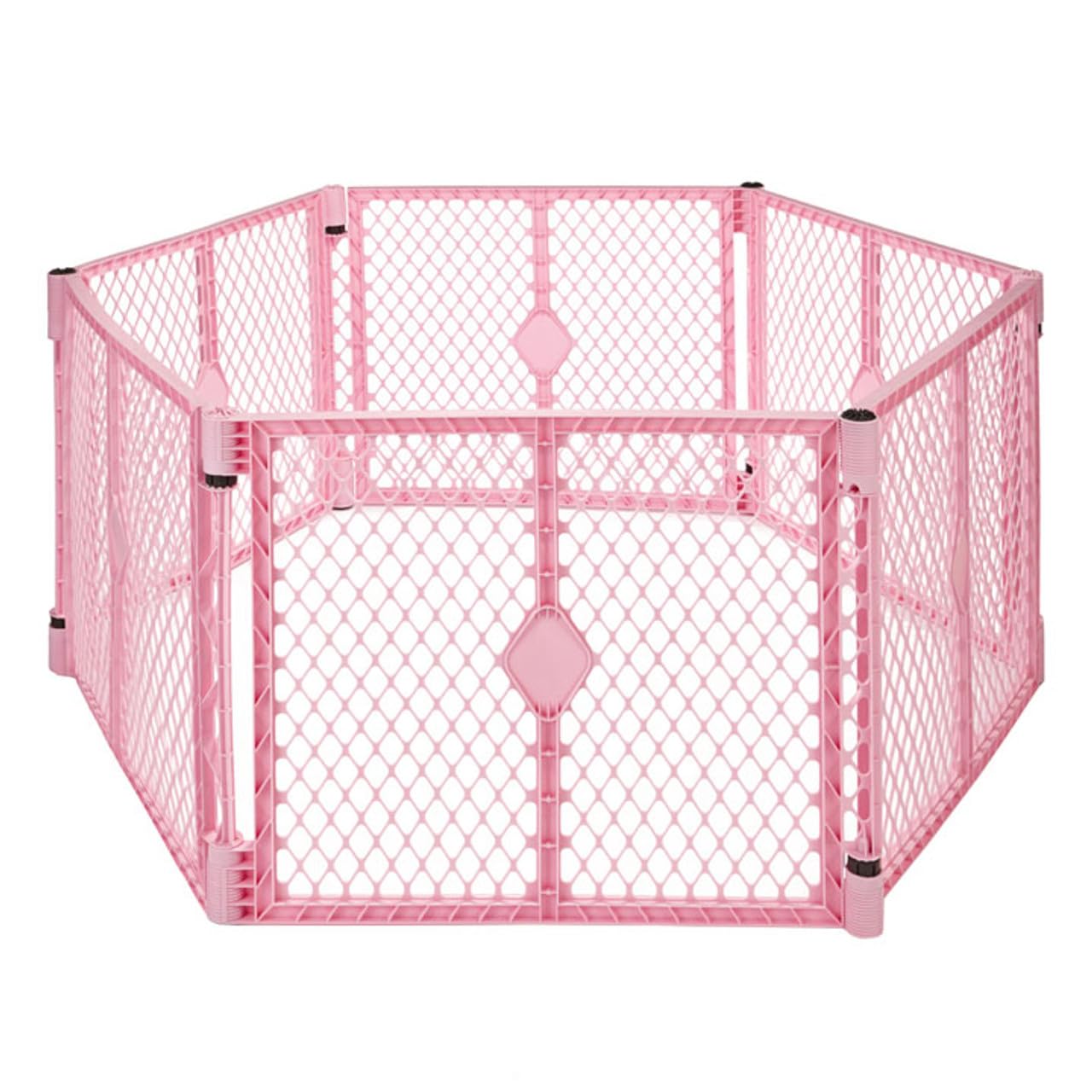 Toddleroo by North States - Superyard Baby Play Yard: Freestanding 6 Panel Baby Playpen - Indoor or Outdoor Use - Made in USA - Encloses Up to 18.5 Square Feet - 26 Inches Tall - Pink 6-Panel Pink