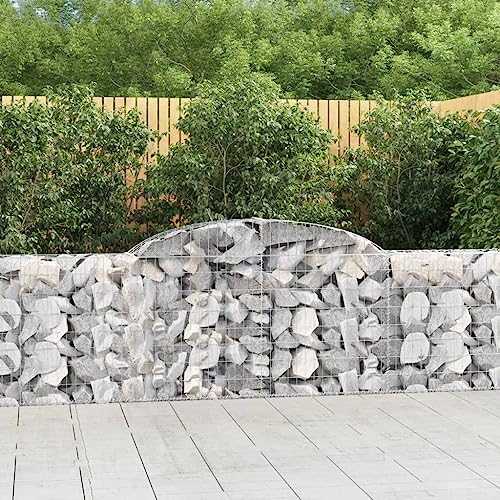 ZQQLVOO Retaining Wall Gabion Mesh Gaviones Valla Gaviones con arco alto 8 uds. 300x30x80/100 cm Hierro galvanizado Adecuado para balcones de jardín al aire libre
