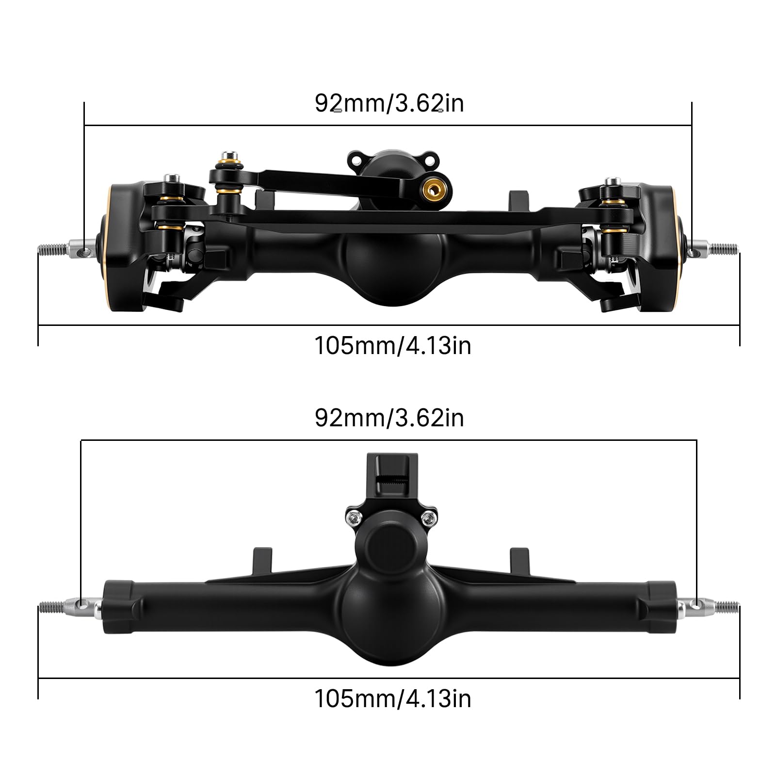INJORA Assali Planet Nylon +4mm Anteriori con Alberi a Doppia Giunzione & Fusi Sterzo Ottone per Assale 1/24 RC Crawler Axial SCX24