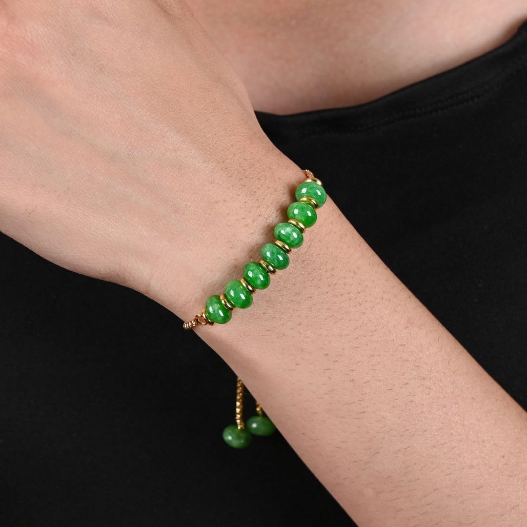 Gempires Natural Roundelle Beads Bracelet, 14k Yellow Gold Plated Handmade Jewerly, Adjustable Bracelets For Women - Image 2