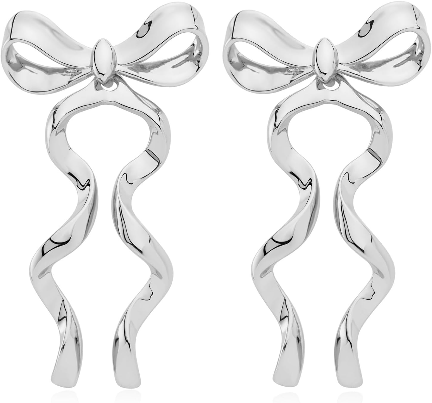 CUFELMU Gold Silver Bow Drop Earrings for Women Long Tassel Chain Bow Earrings Ribbon Bowknot Dangle Earrings Jewelry Gifts