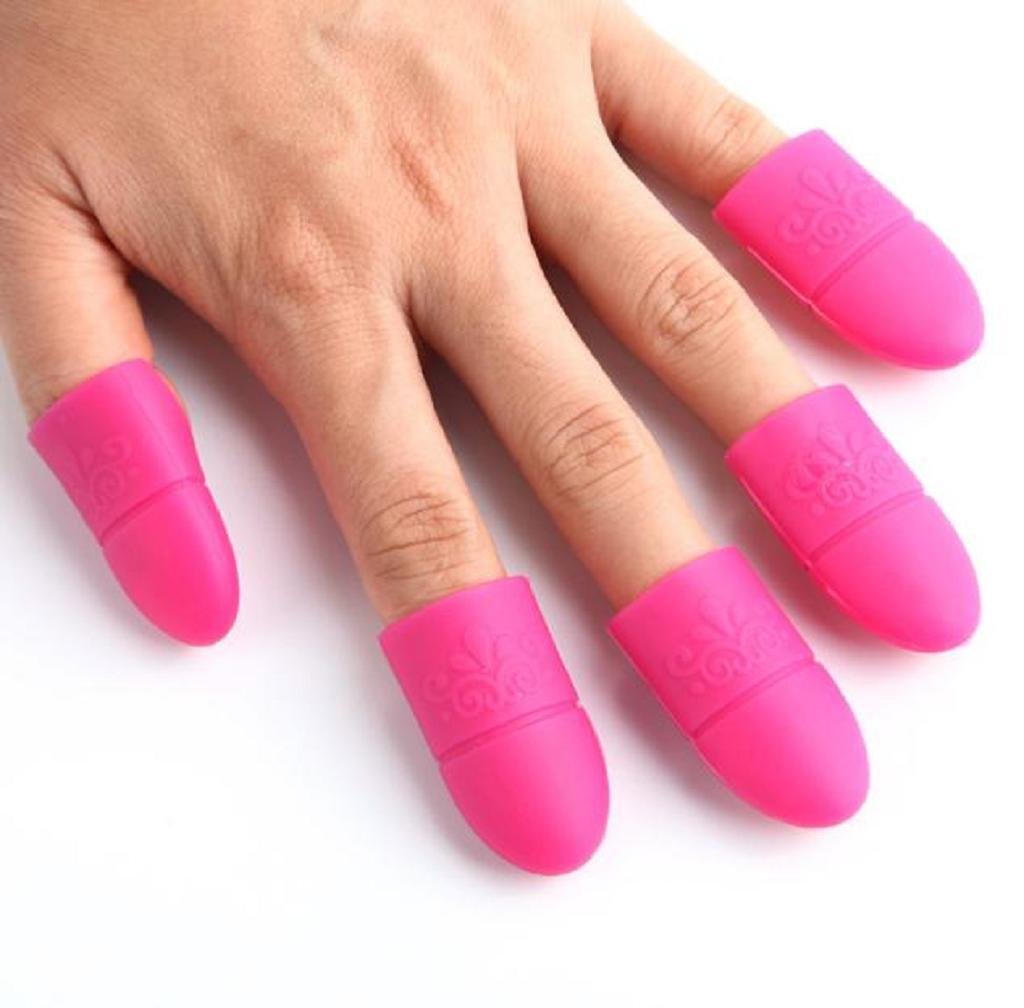 ANBOO 10PCS Silica Gel Nail Soak Off UV Gel Art Polish Remover Wrap CapGift (Hot Pink)