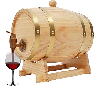 Barril de vino de madera de 3 l para vino y whisky con soporte y grifo Ellipse para apartamentos, bares, hoteles