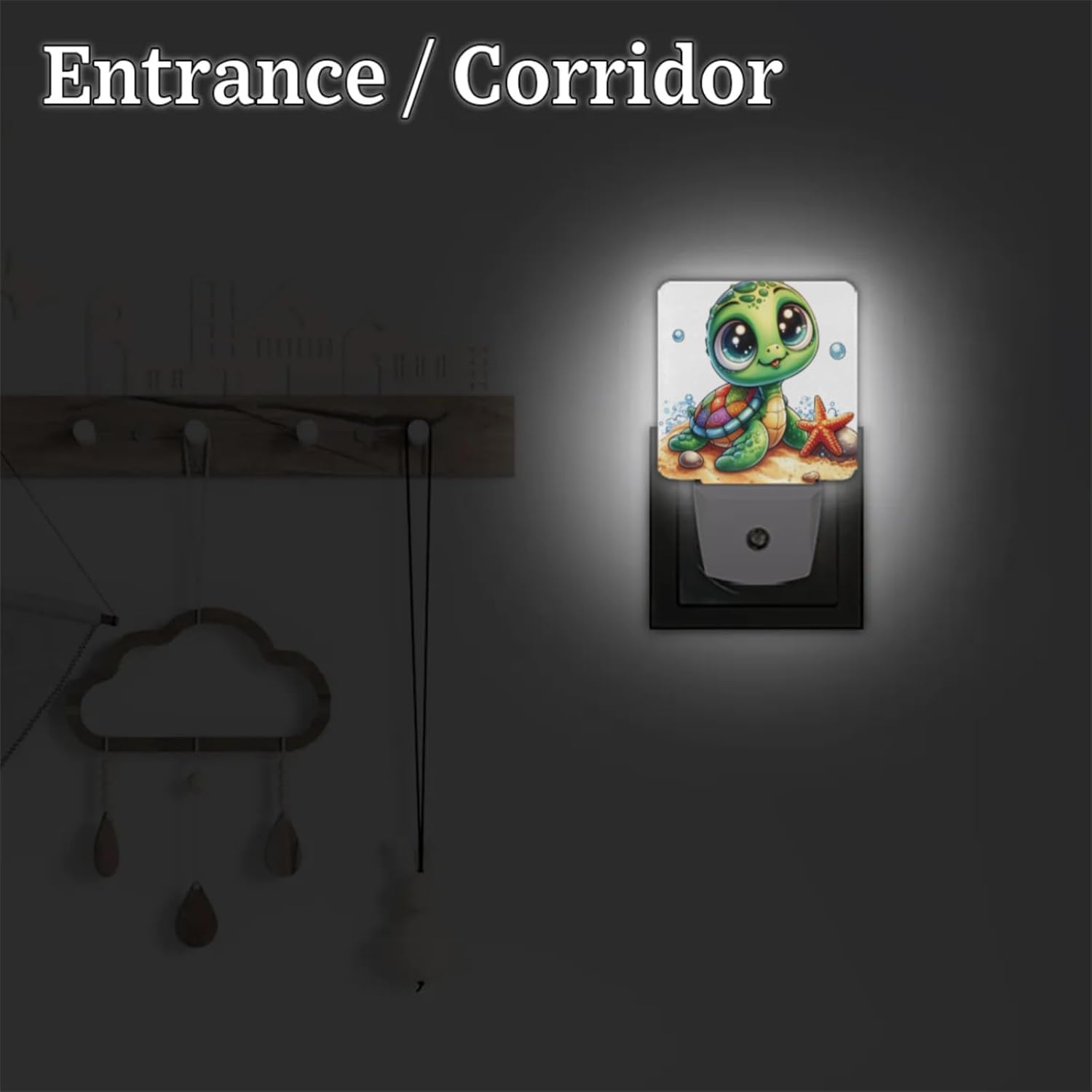 Pardick Cute Animal Green Turtles Plug in Night Light Set of 2 LED Nightlights Auto Dusk to Dawn Sensor Nightlight Lamp for Kids Boy Girls Room Bedroom Bathroom Kitchen Hallway Nursery Stairs Decor