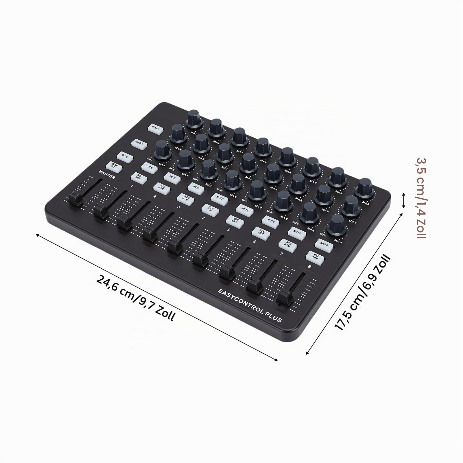 MIDI-Keyboard-Controller, 24 Zuweisbare Knöpfe, 9 Fader, 18 Programmierbare Tasten mit One-Tap-Synchronisierung für Musikproduktion, Aufnahmestudio