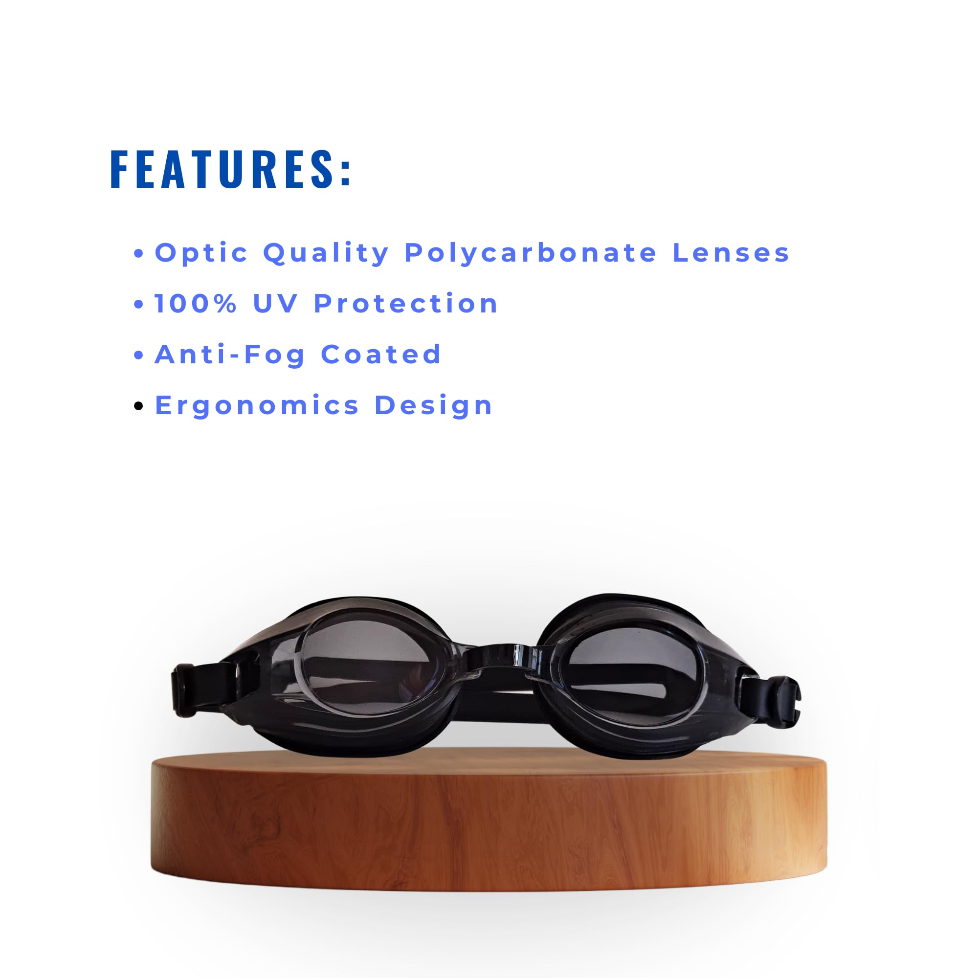 Blithetic Adult Anti Fog Swim Goggles, Shortsighted Myopia Swimming Goggles for Nearsighted Vision MS 1000P Black Black Myopia(-4.5)